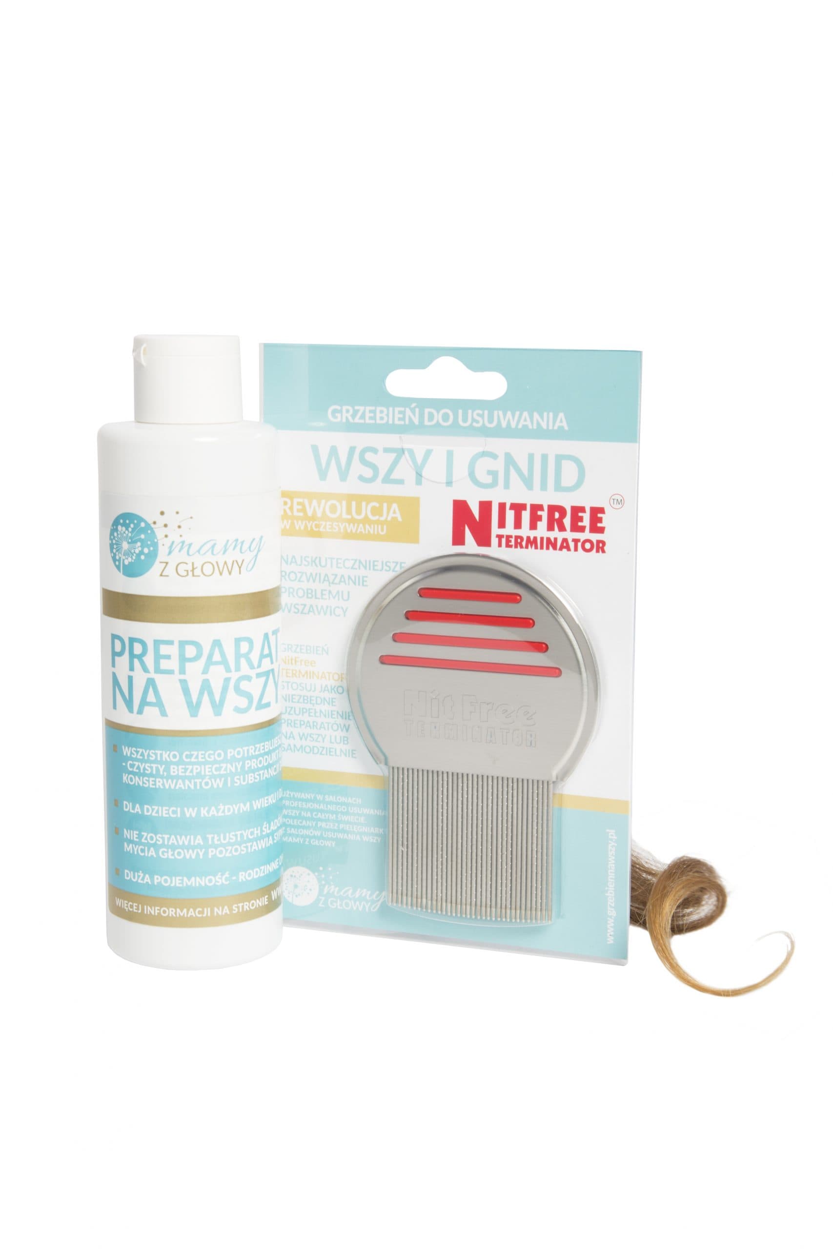 Zestaw Grzebień NitFree Terminator plus Preparat na wszy MAMY z GŁOWY 200 ml